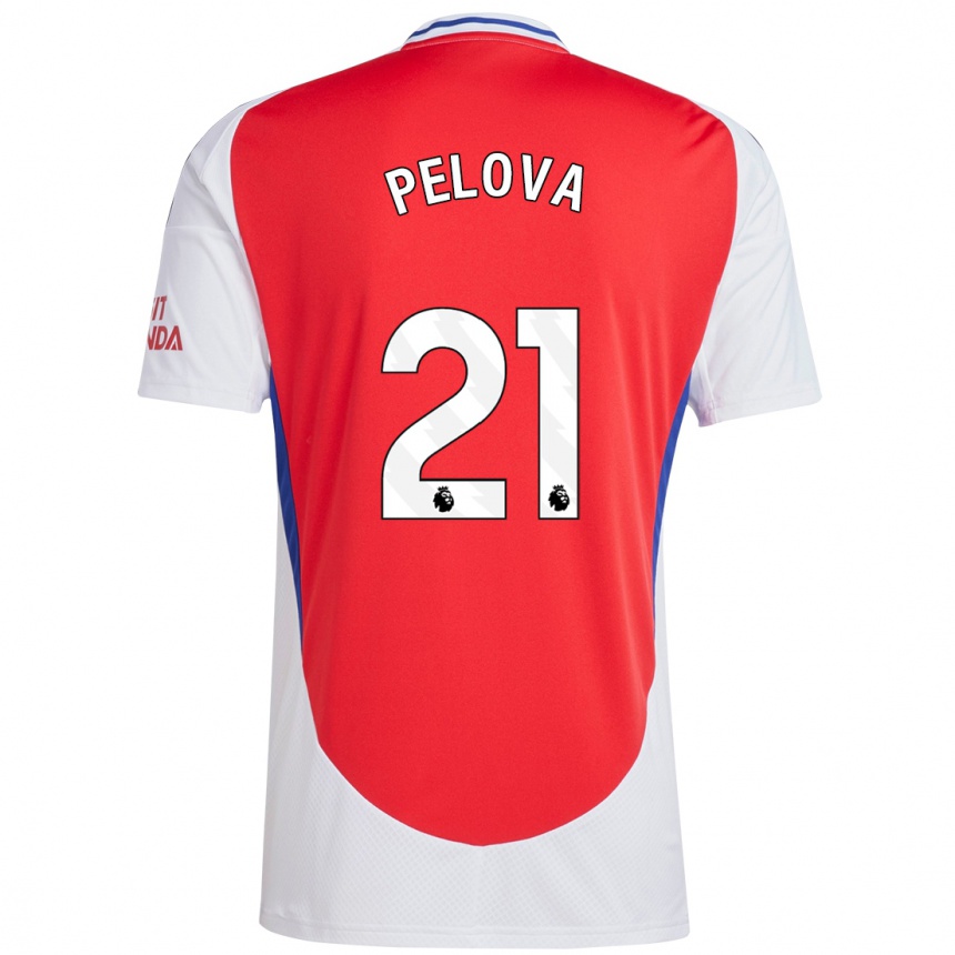 Kids Football Victoria Pelova #21 Red White Home Jersey 2024/25 T-Shirt Uk