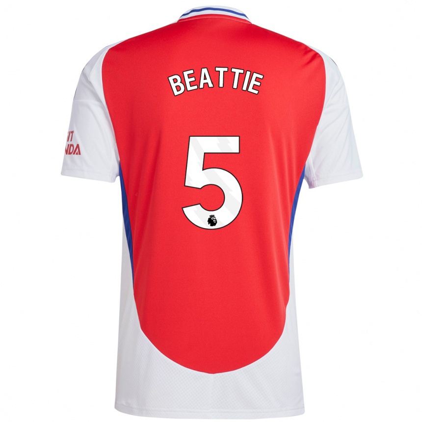 Kids Football Jen Beattie #5 Red White Home Jersey 2024/25 T-Shirt Uk