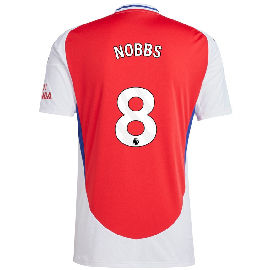 Kids Football Nobbs #8 Red White Home Jersey 2024/25 T-Shirt Uk