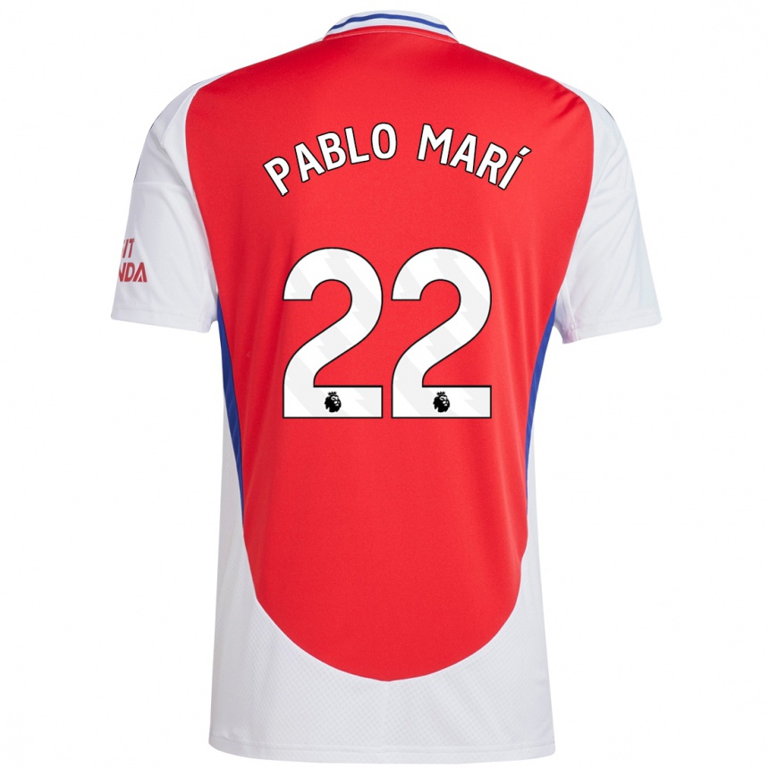 Kids Football Pablo Mari #22 Red White Home Jersey 2024/25 T-Shirt Uk