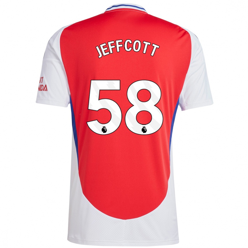 Kids Football Henry Jeffcott #58 Red White Home Jersey 2024/25 T-Shirt Uk