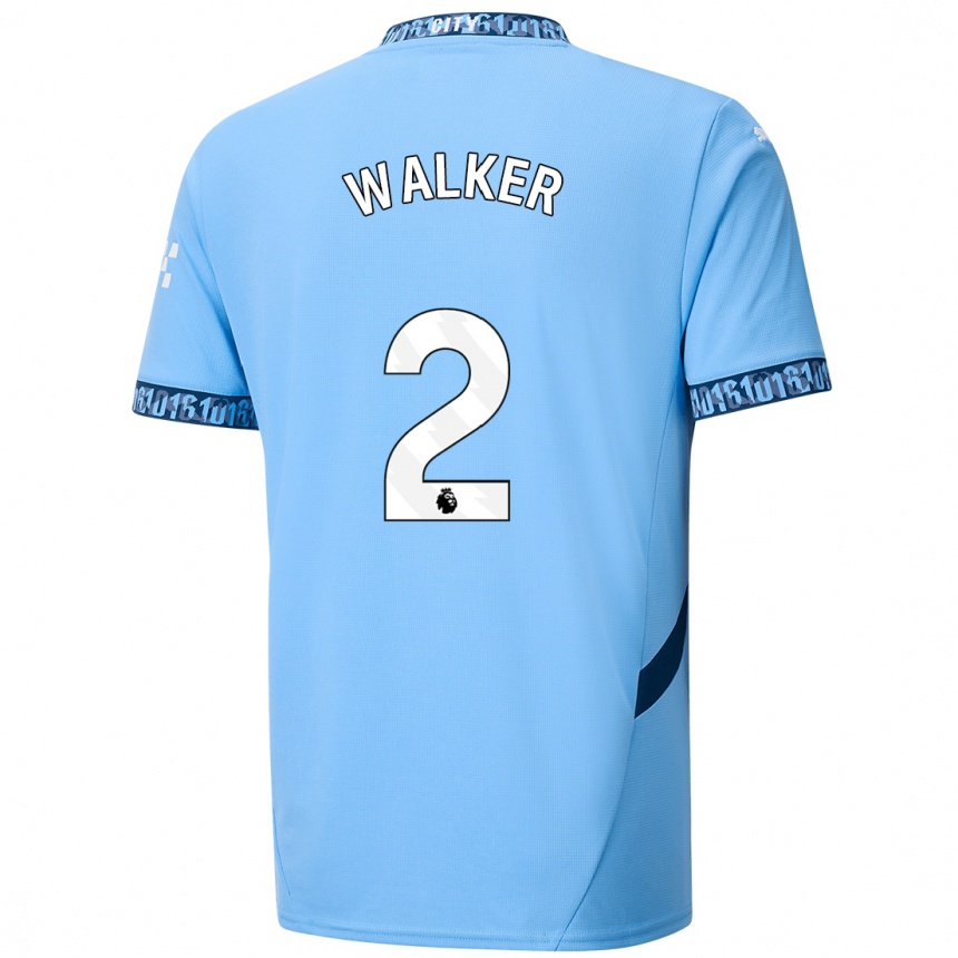 Kids Football Kyle Walker #2 Navy Blue Home Jersey 2024/25 T-Shirt Uk