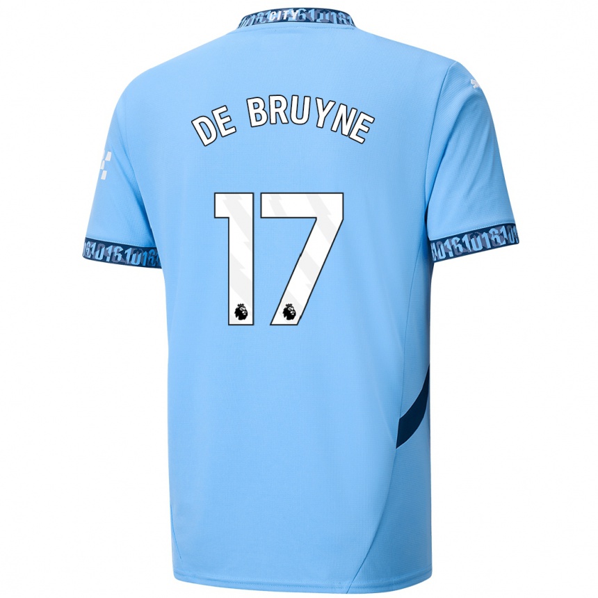 Kids Football Kevin De Bruyne #17 Navy Blue Home Jersey 2024/25 T-Shirt Uk