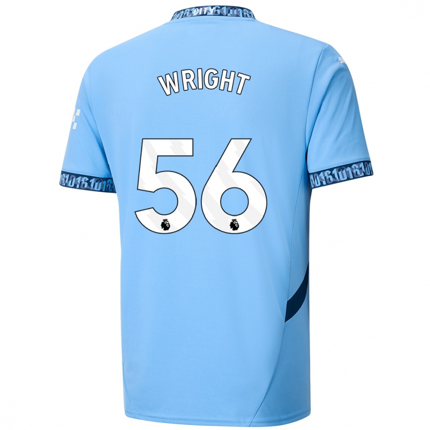 Kids Football Jacob Wright #56 Navy Blue Home Jersey 2024/25 T-Shirt Uk