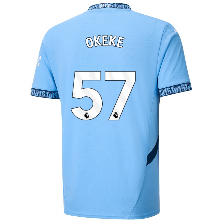 Kids Football Michael Okeke #57 Navy Blue Home Jersey 2024/25 T-Shirt Uk