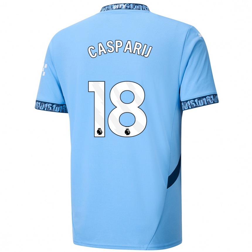 Kids Football Kerstin Casparij #18 Navy Blue Home Jersey 2024/25 T-Shirt Uk