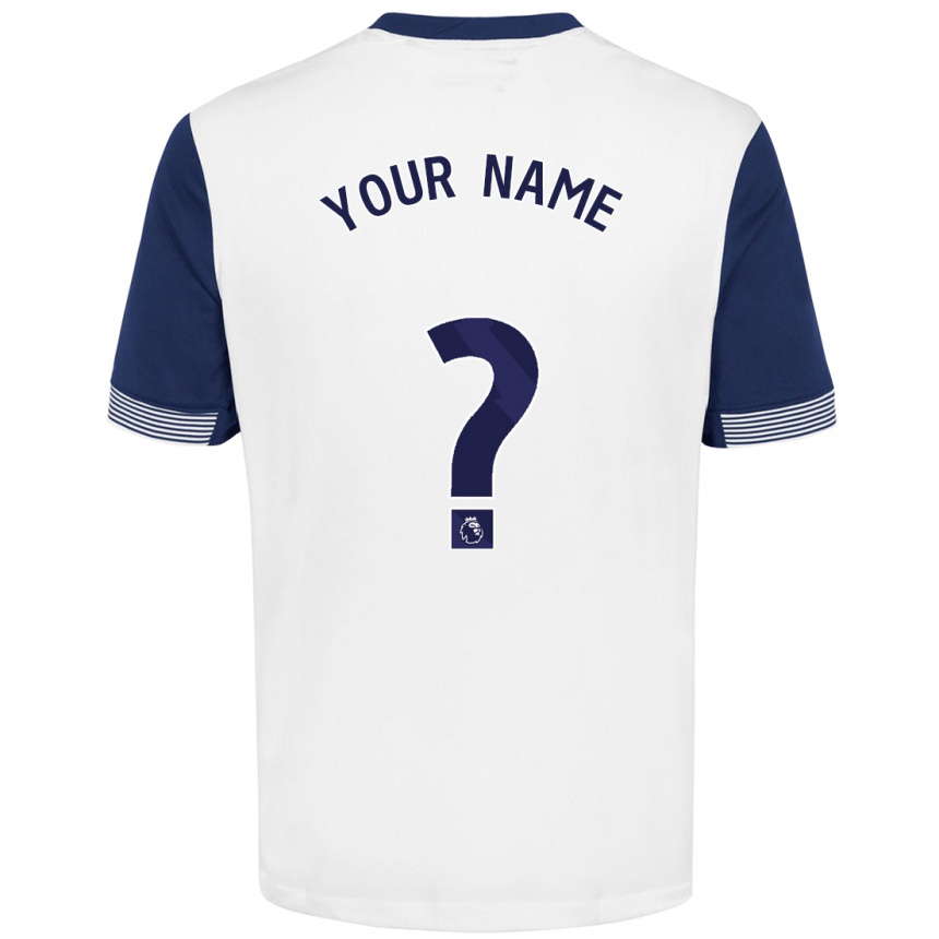 Kids Football Your Name #0 White Blue Home Jersey 2024/25 T-Shirt Uk