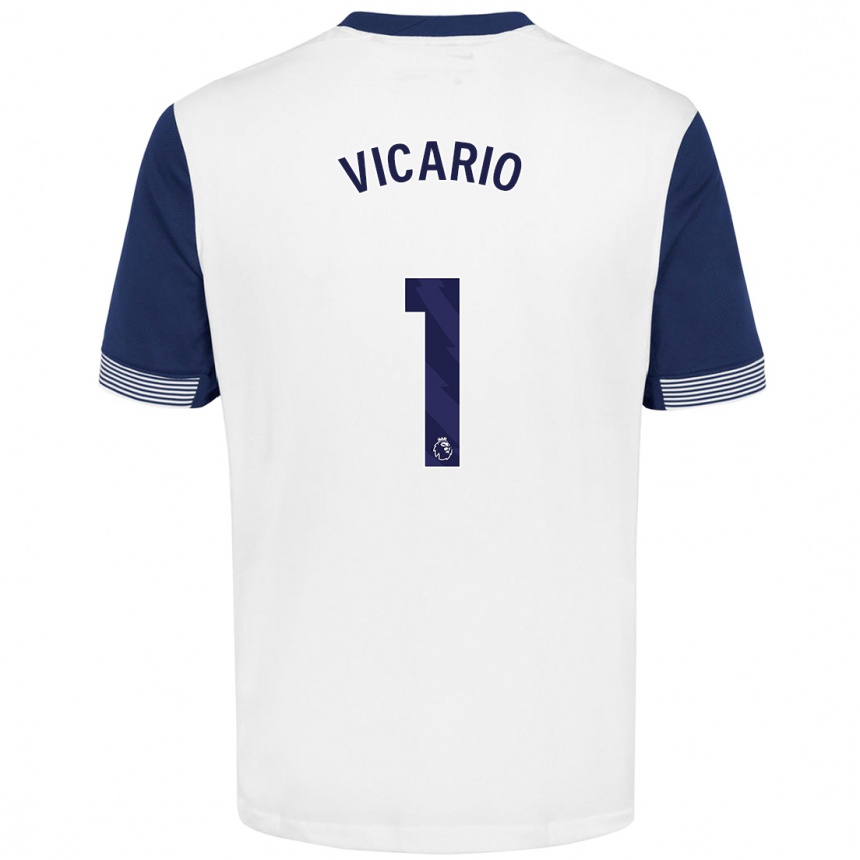 Kids Football Guglielmo Vicario #1 White Blue Home Jersey 2024/25 T-Shirt Uk