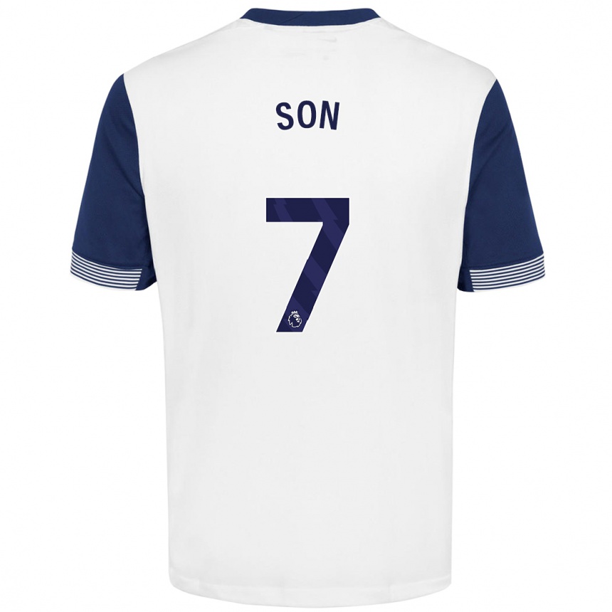 Kids Football Heung-Min Son #7 White Blue Home Jersey 2024/25 T-Shirt Uk