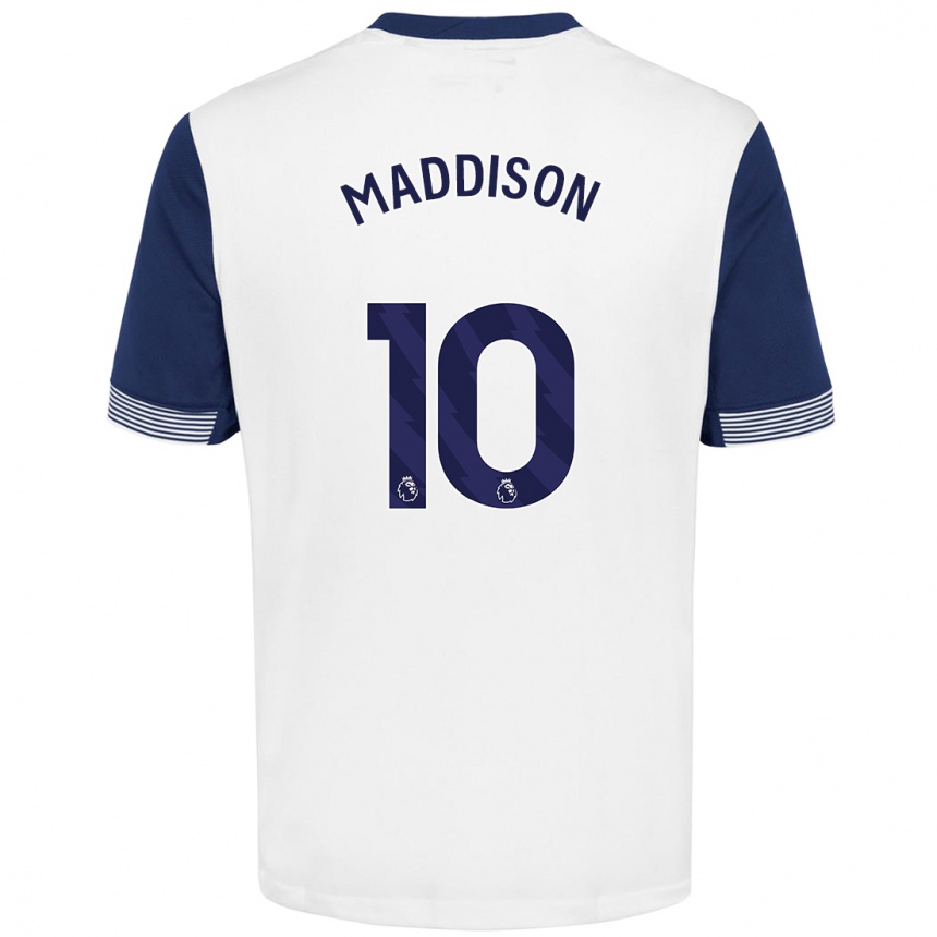 Kids Football James Maddison #10 White Blue Home Jersey 2024/25 T-Shirt Uk