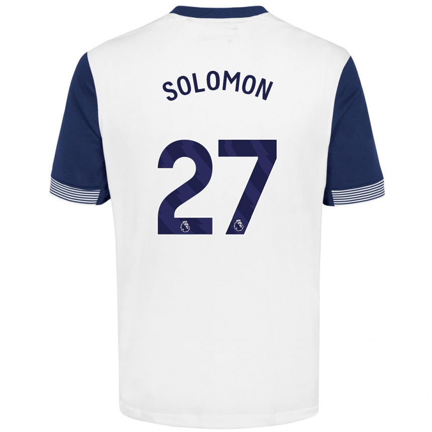 Kids Football Manor Solomon #27 White Blue Home Jersey 2024/25 T-Shirt Uk