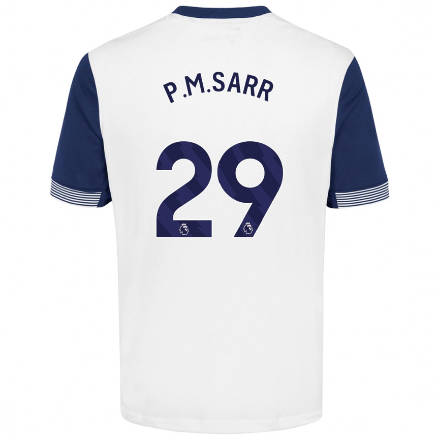 Kids Football Pape Matar Sarr #29 White Blue Home Jersey 2024/25 T-Shirt Uk