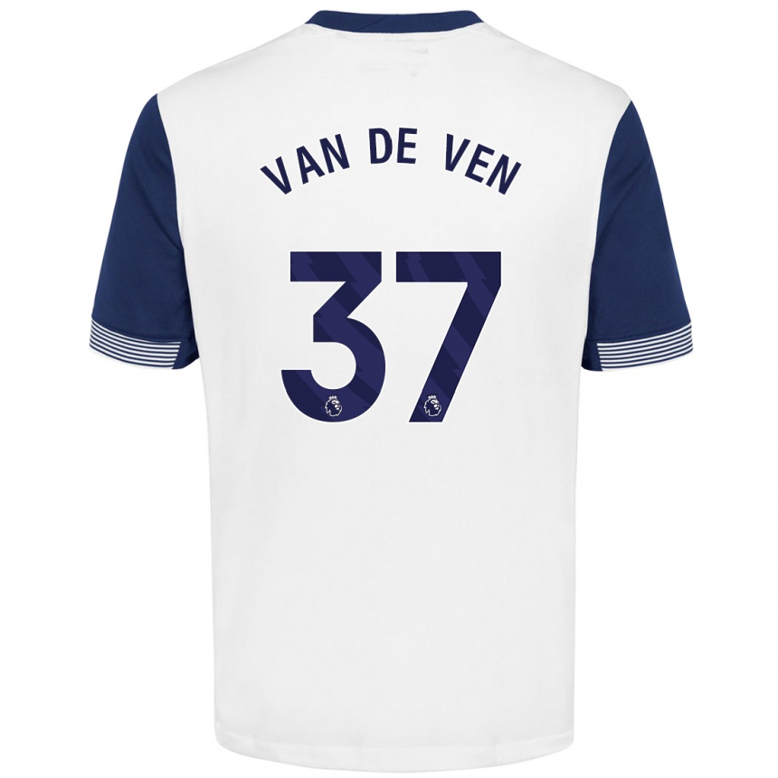 Kids Football Micky Van De Ven #37 White Blue Home Jersey 2024/25 T-Shirt Uk