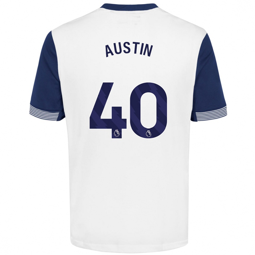 Kids Football Brandon Austin #40 White Blue Home Jersey 2024/25 T-Shirt Uk