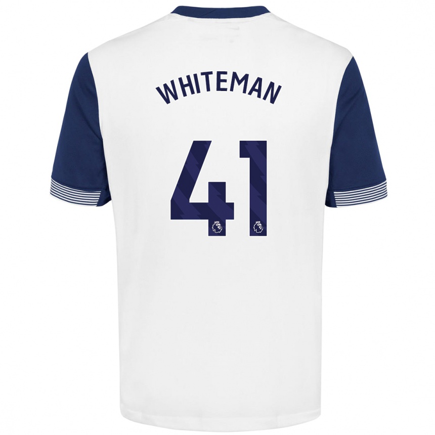 Kids Football Alfie Whiteman #41 White Blue Home Jersey 2024/25 T-Shirt Uk