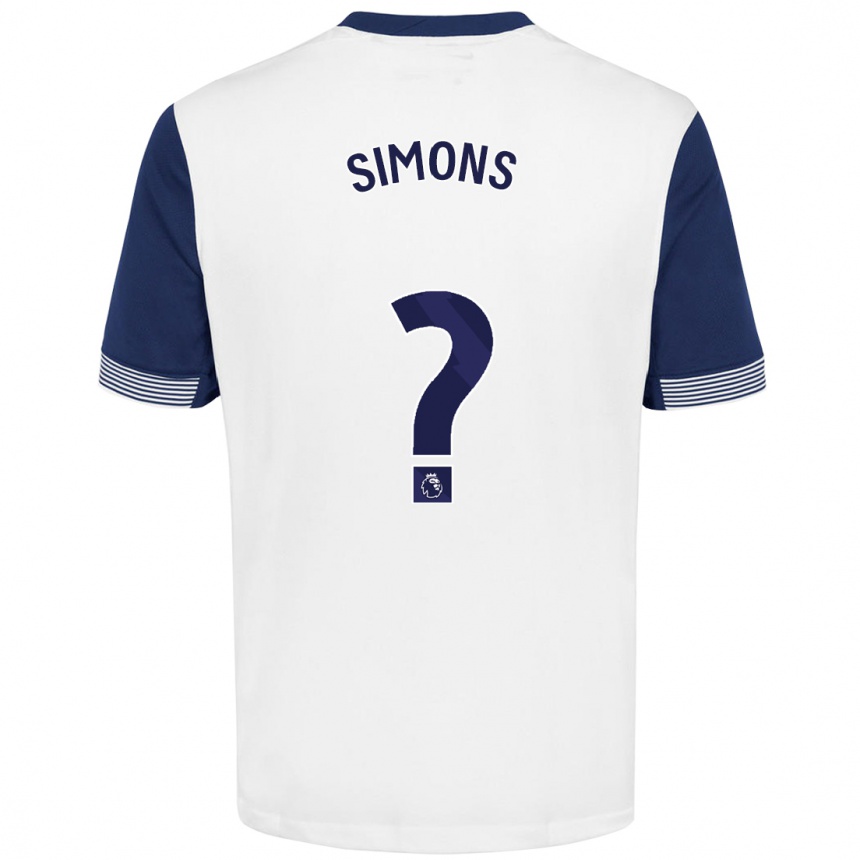 Kids Football Zach Simons #0 White Blue Home Jersey 2024/25 T-Shirt Uk