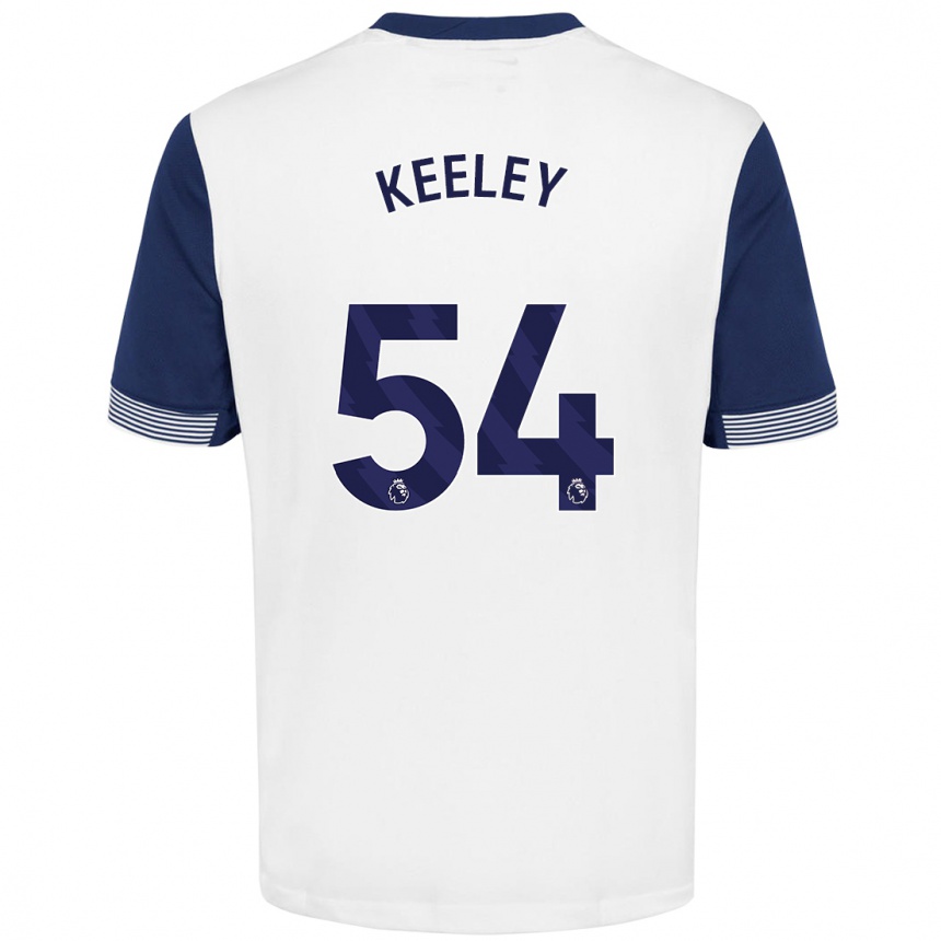 Kids Football Josh Keeley #54 White Blue Home Jersey 2024/25 T-Shirt Uk