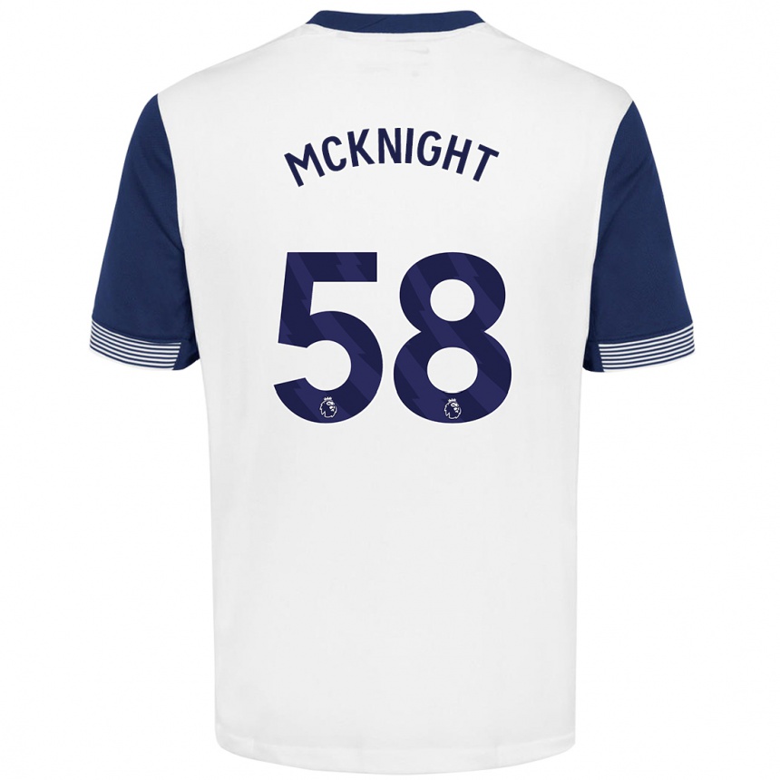 Kids Football Maxwell Mcknight #58 White Blue Home Jersey 2024/25 T-Shirt Uk