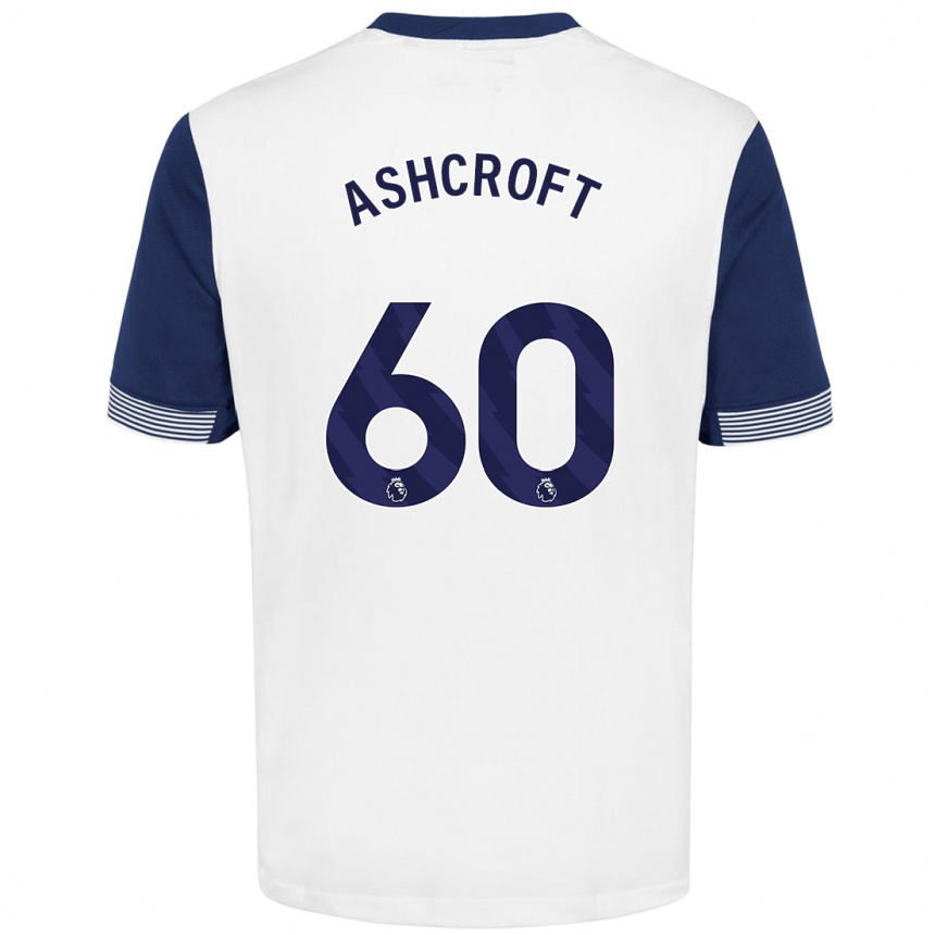 Kids Football Tyrell Ashcroft #60 White Blue Home Jersey 2024/25 T-Shirt Uk