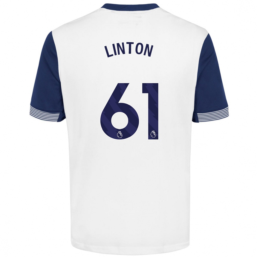 Kids Football Jahziah Linton #61 White Blue Home Jersey 2024/25 T-Shirt Uk