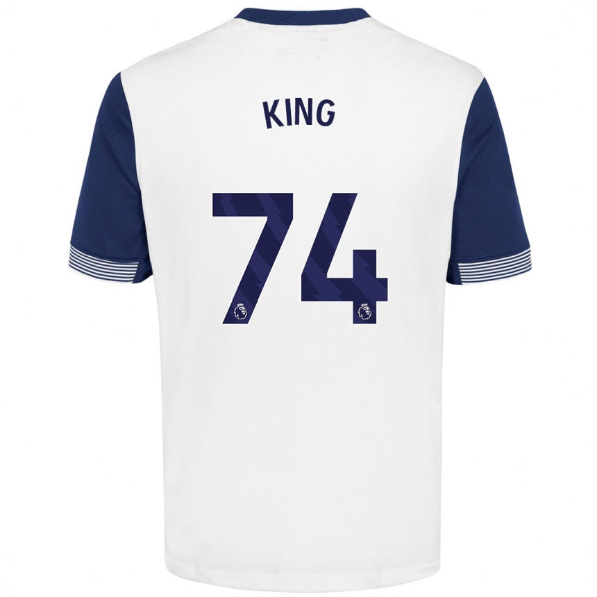 Kids Football Maeson King #74 White Blue Home Jersey 2024/25 T-Shirt Uk