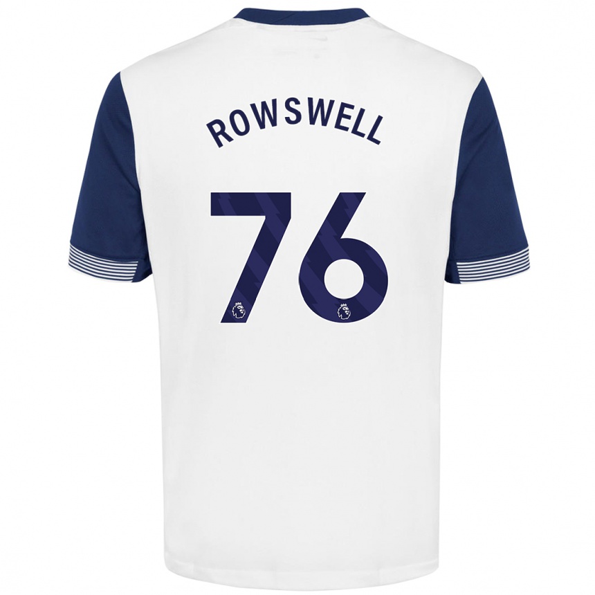 Kids Football James Rowswell #76 White Blue Home Jersey 2024/25 T-Shirt Uk