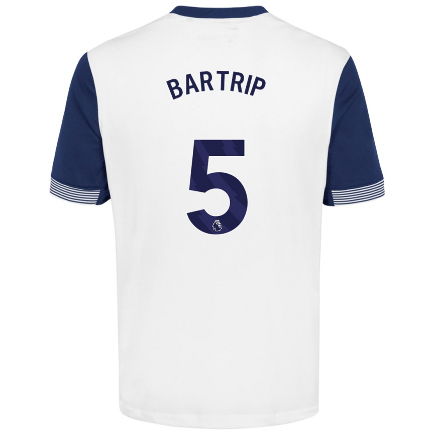 Kids Football Molly Bartrip #5 White Blue Home Jersey 2024/25 T-Shirt Uk