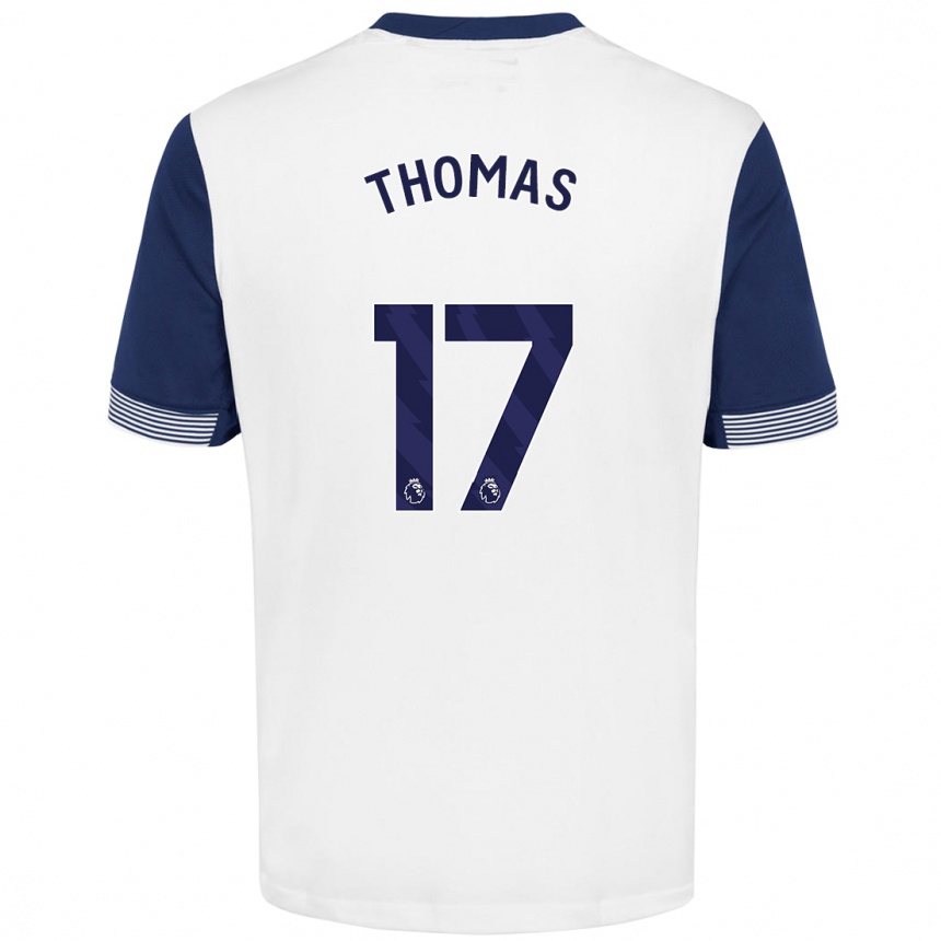 Kids Football Martha Thomas #17 White Blue Home Jersey 2024/25 T-Shirt Uk