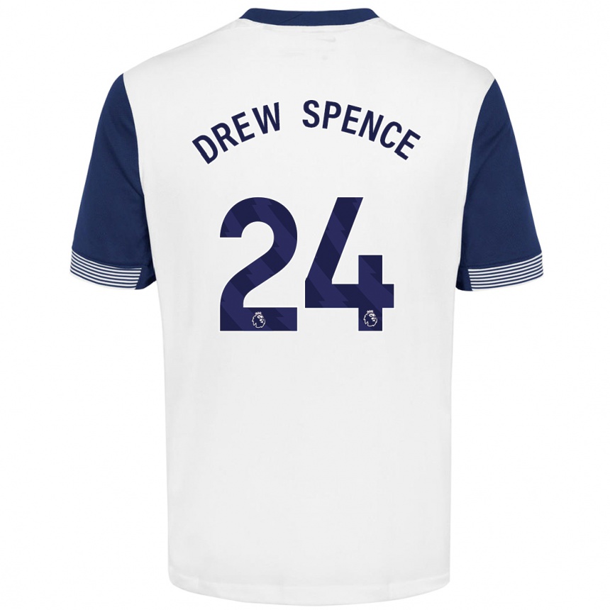 Kids Football Drew Spence #24 White Blue Home Jersey 2024/25 T-Shirt Uk