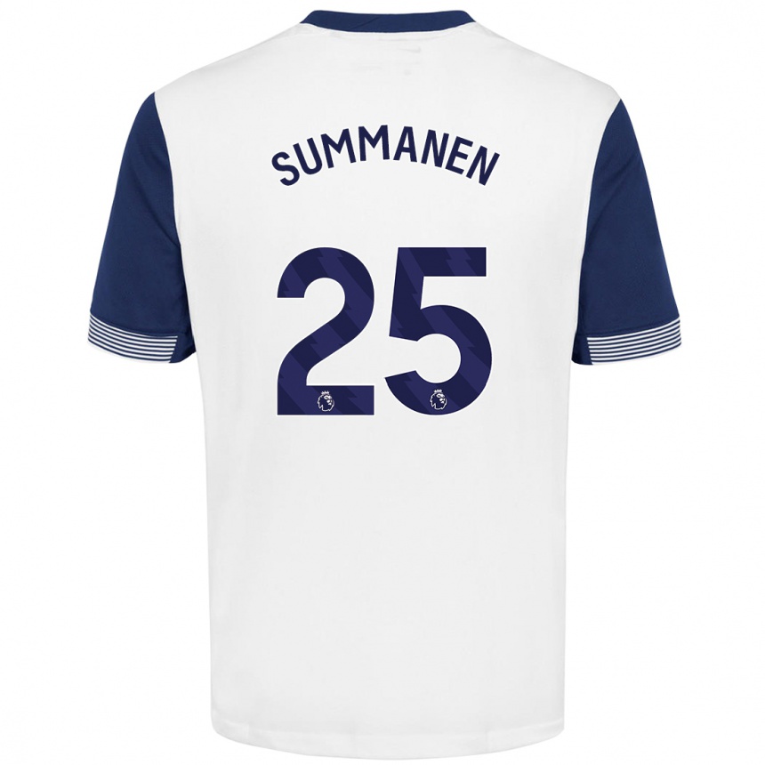 Kids Football Eveliina Summanen #25 White Blue Home Jersey 2024/25 T-Shirt Uk