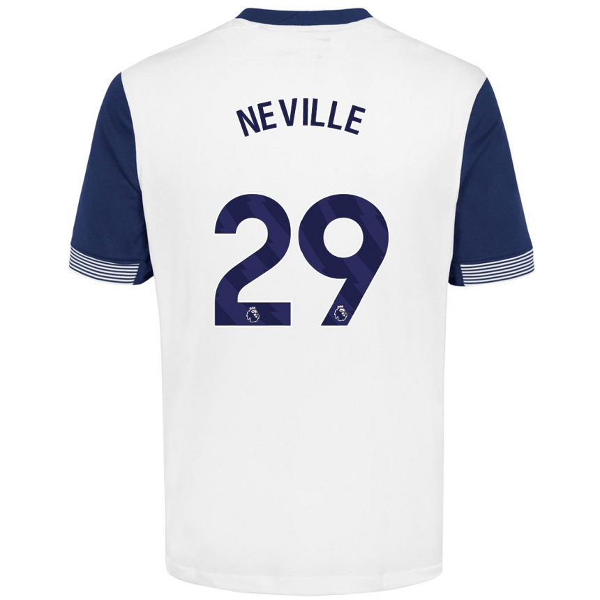 Kids Football Ashleigh Neville #29 White Blue Home Jersey 2024/25 T-Shirt Uk