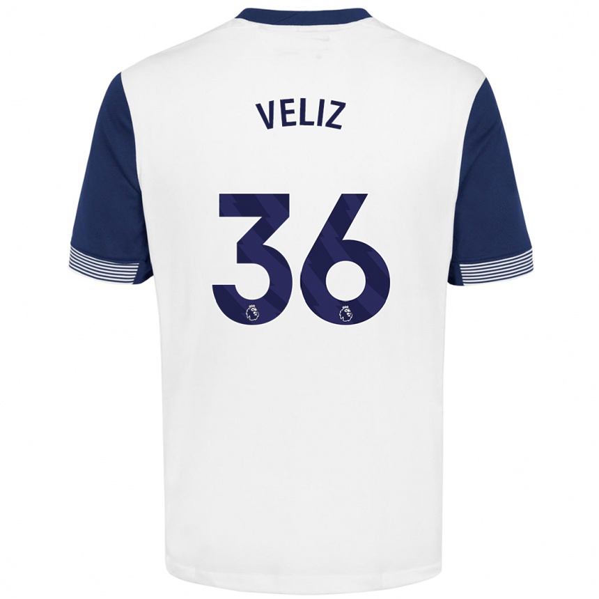 Kids Football Alejo Véliz #36 White Blue Home Jersey 2024/25 T-Shirt Uk