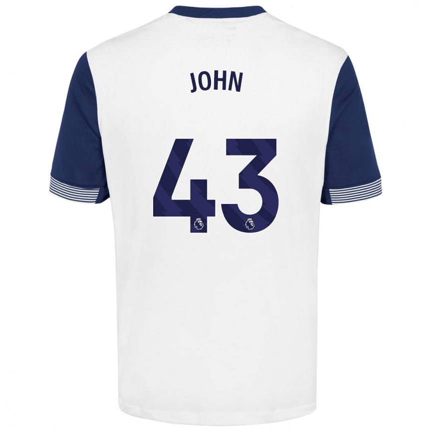 Kids Football Nile John #43 White Blue Home Jersey 2024/25 T-Shirt Uk