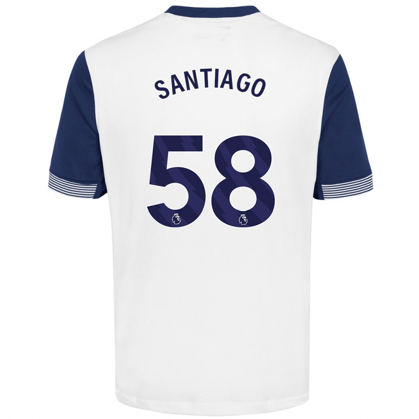 Kids Football Yago Santiago #58 White Blue Home Jersey 2024/25 T-Shirt Uk