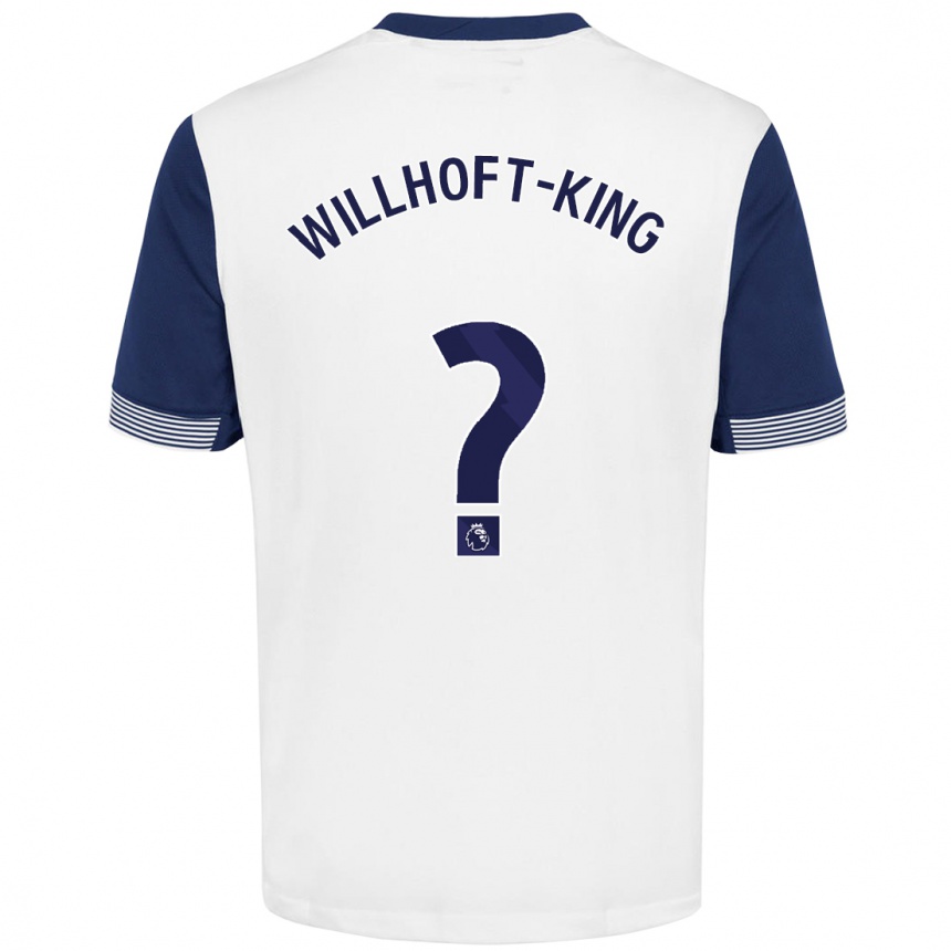 Kids Football Han Willhoft-King #0 White Blue Home Jersey 2024/25 T-Shirt Uk