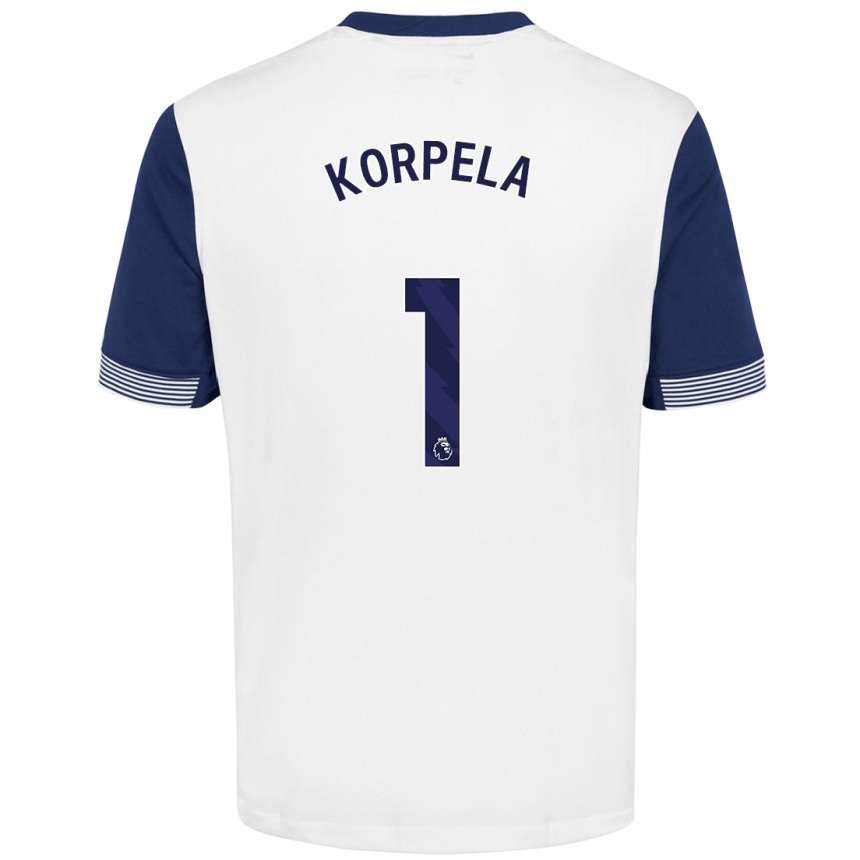 Kids Football Tinja-Riikka Korpela #1 White Blue Home Jersey 2024/25 T-Shirt Uk