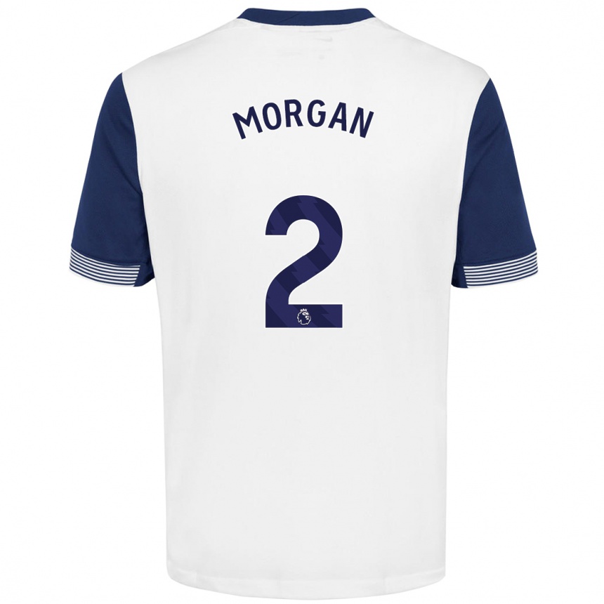 Kids Football Esther Morgan #2 White Blue Home Jersey 2024/25 T-Shirt Uk