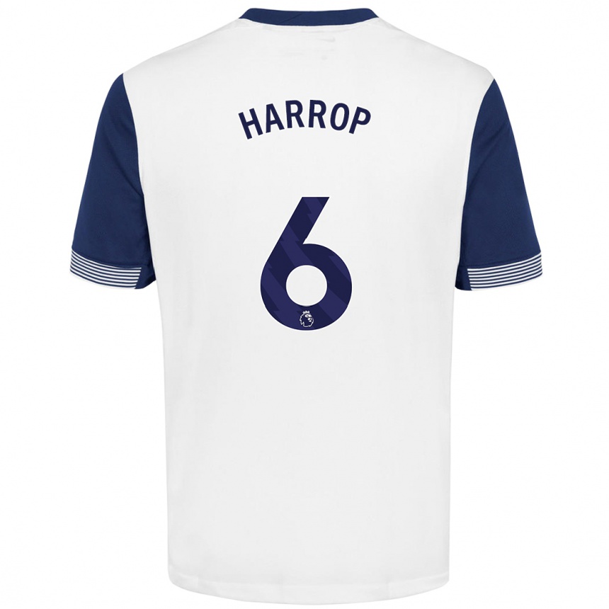 Kids Football Kerys Harrop #6 White Blue Home Jersey 2024/25 T-Shirt Uk