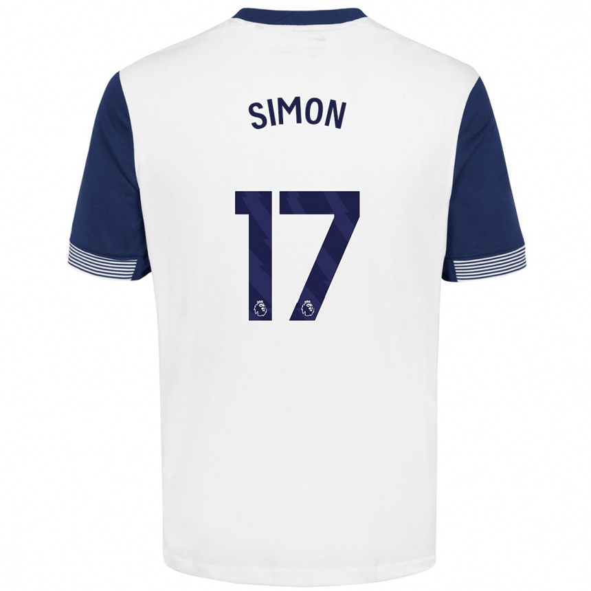 Kids Football Kyah Simon #17 White Blue Home Jersey 2024/25 T-Shirt Uk