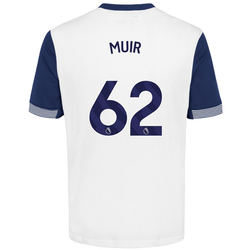 Kids Football Marqes Muir #62 White Blue Home Jersey 2024/25 T-Shirt Uk