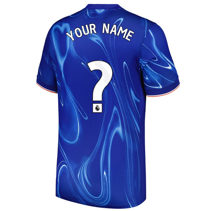 Kids Football Your Name #0 Blue White Home Jersey 2024/25 T-Shirt Uk