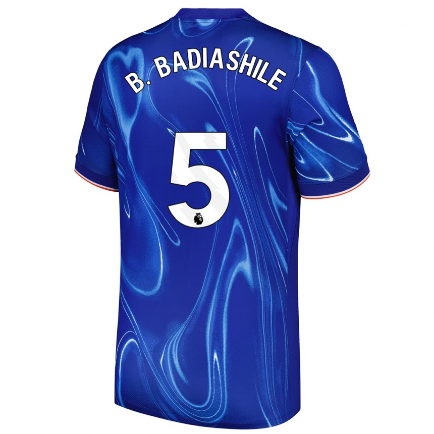 Kids Football Benoît Badiashile #5 Blue White Home Jersey 2024/25 T-Shirt Uk