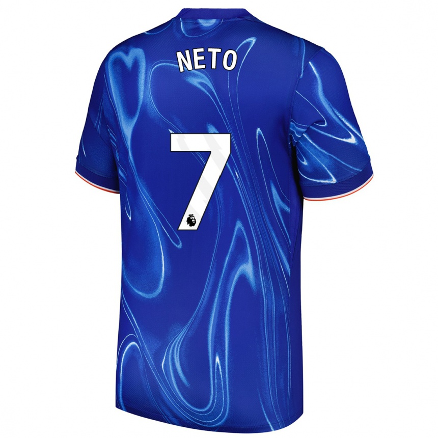 Kids Football Pedro Neto #7 Blue White Home Jersey 2024/25 T-Shirt Uk