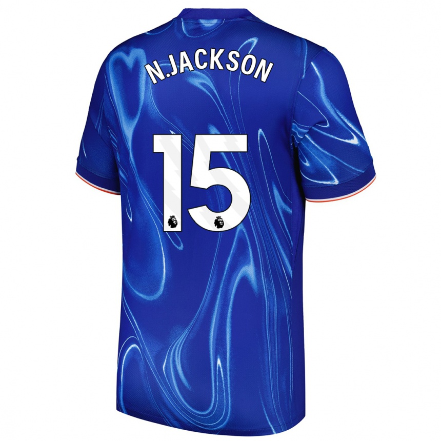 Kids Football Nicolas Jackson #15 Blue White Home Jersey 2024/25 T-Shirt Uk