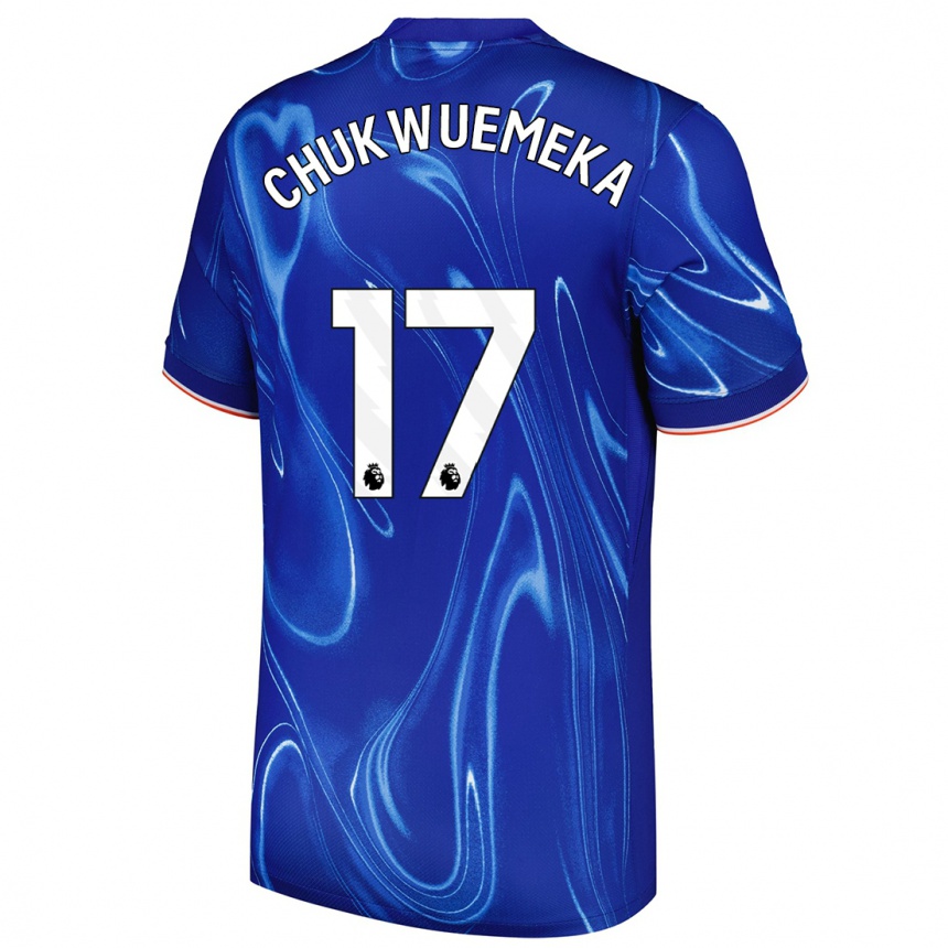 Kids Football Carney Chukwuemeka #17 Blue White Home Jersey 2024/25 T-Shirt Uk