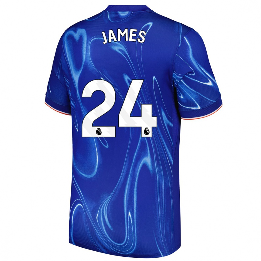 Kids Football Reece James #24 Blue White Home Jersey 2024/25 T-Shirt Uk