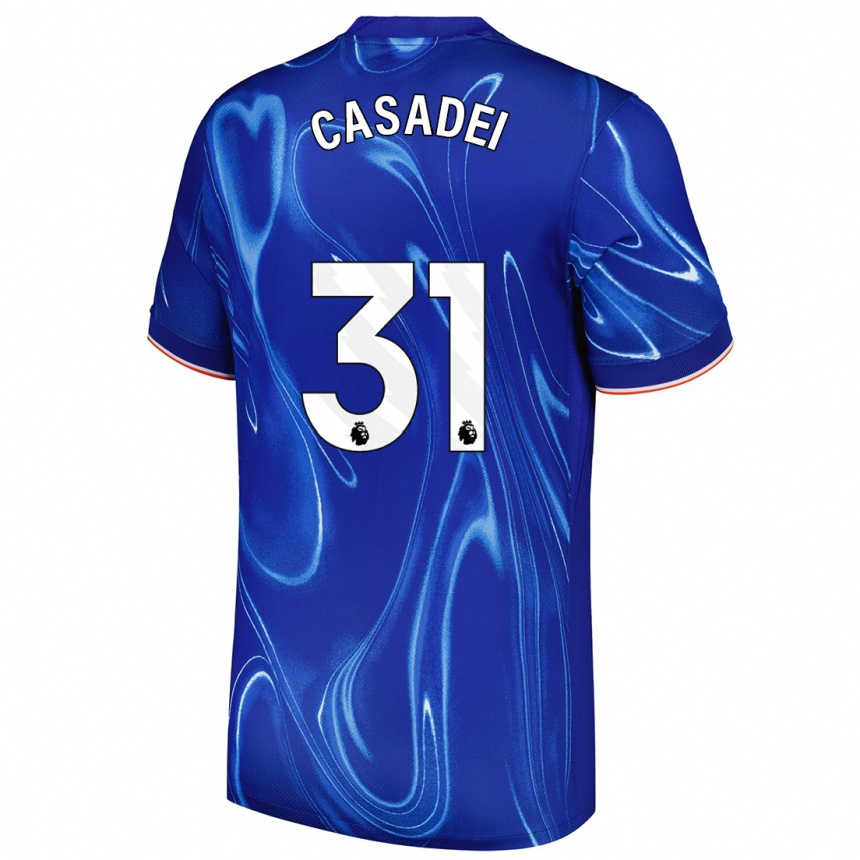 Kids Football Cesare Casadei #31 Blue White Home Jersey 2024/25 T-Shirt Uk