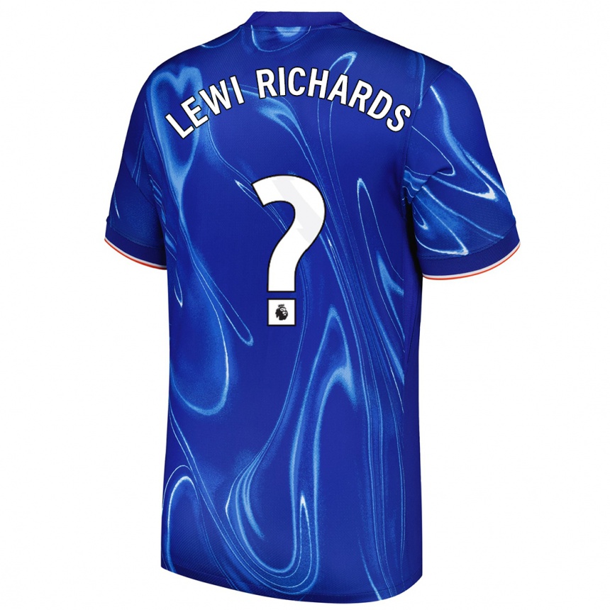 Kids Football Lewi Richards #0 Blue White Home Jersey 2024/25 T-Shirt Uk