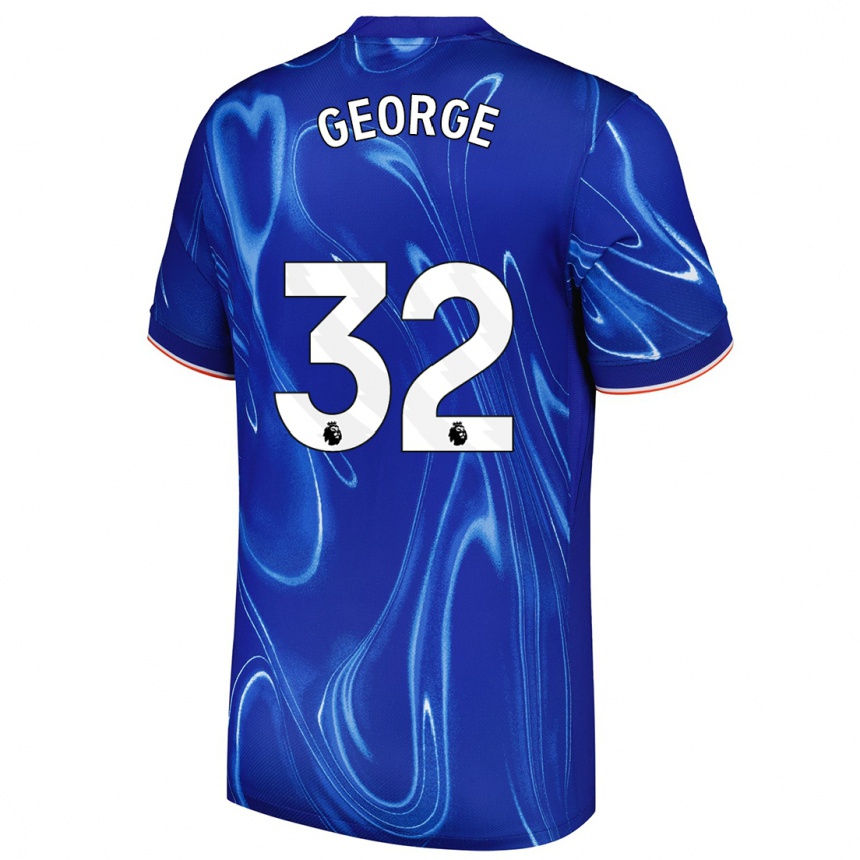 Kids Football Tyrique George #32 Blue White Home Jersey 2024/25 T-Shirt Uk