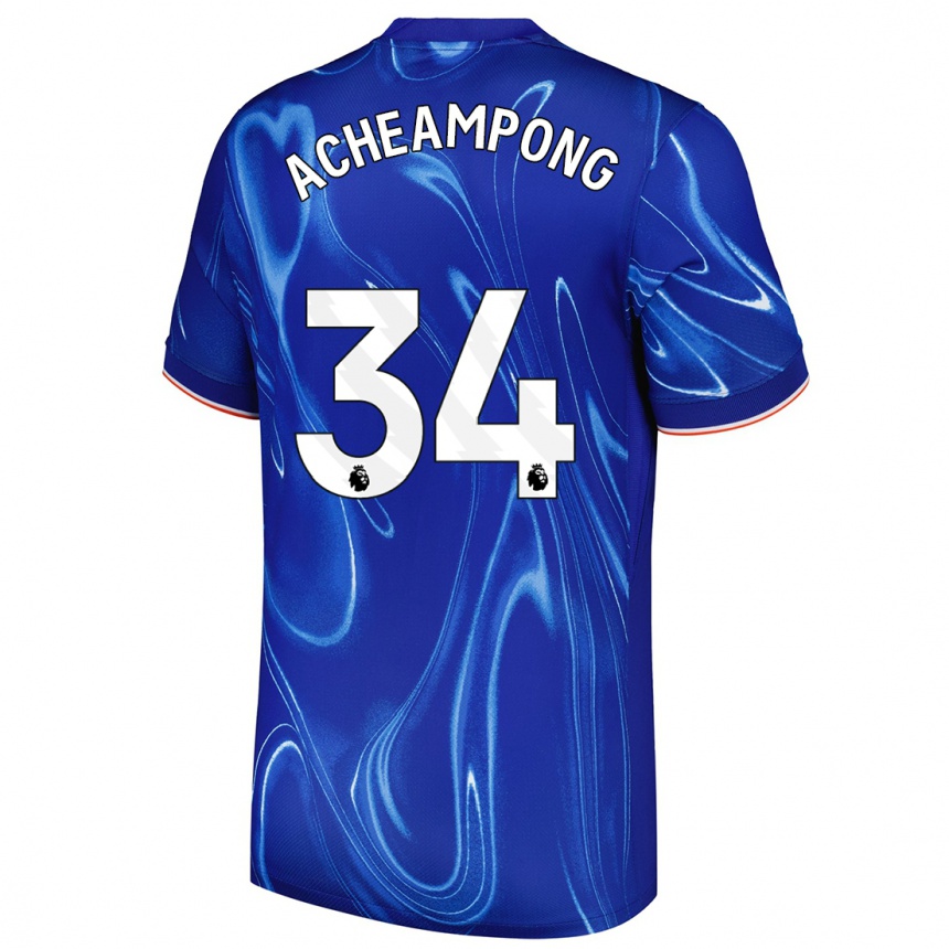 Kids Football Josh Acheampong #34 Blue White Home Jersey 2024/25 T-Shirt Uk